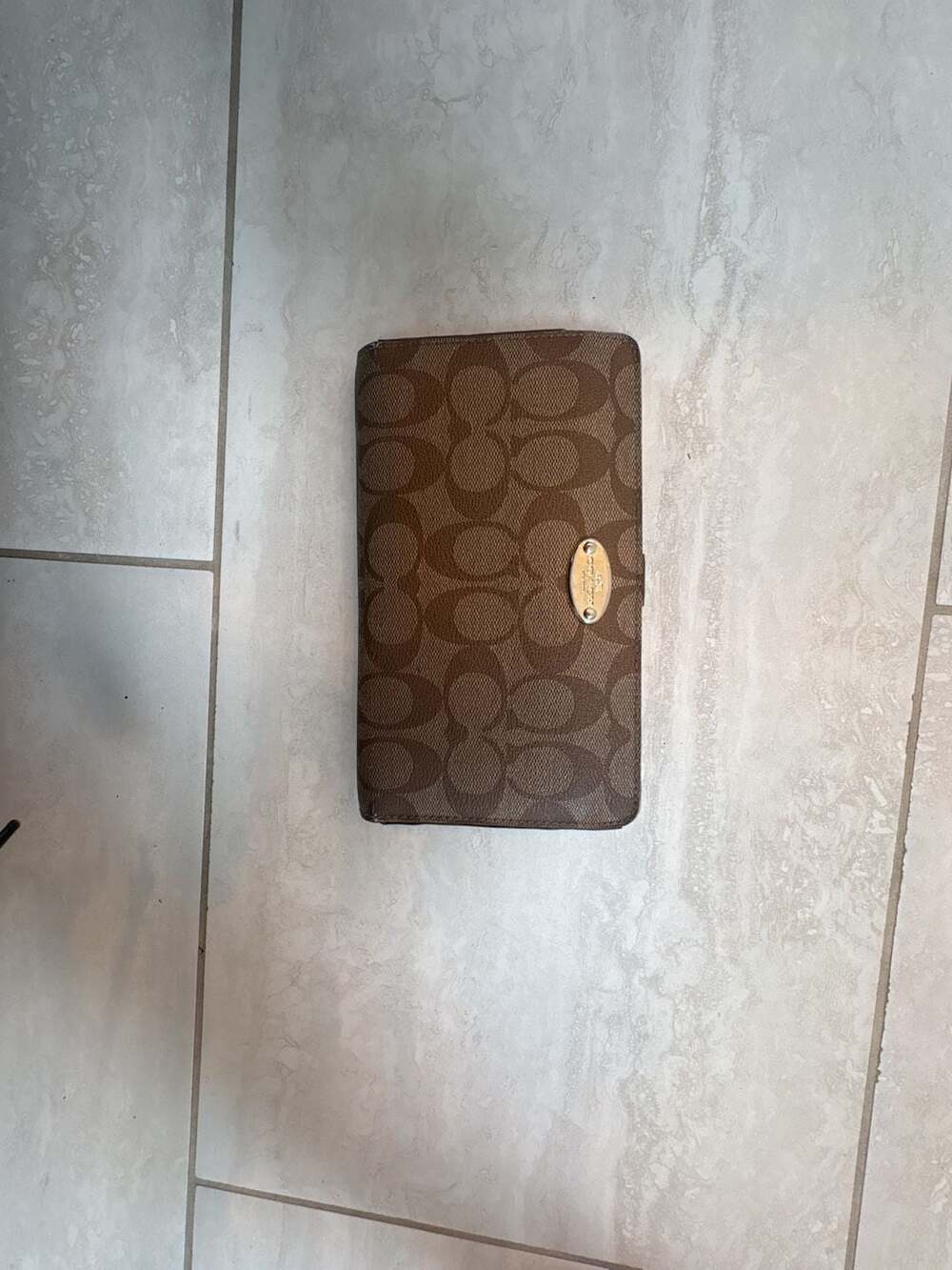 Coach Signature Slim Envelope Wallet Brown Coated Canvas